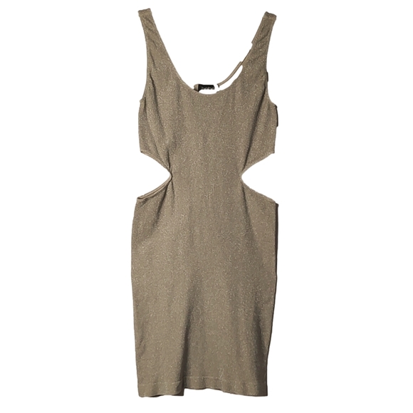Bebe Bandage Nude Shimmer Dress Size M/L - Picture 1 of 6